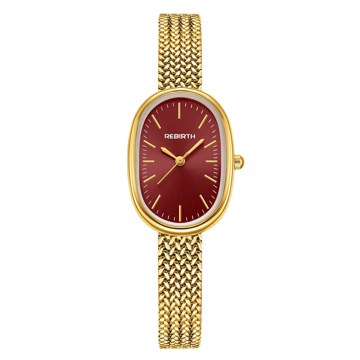 REBIRTH Women's Elegant Quartz Watch | Stainless Steel Band Women's Quartz Watch Nixie Red