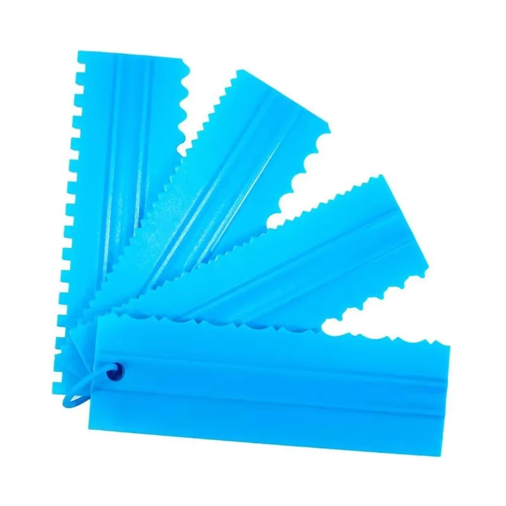 4Pcs Plastic Cake Scraper & Decorating Comb Set | Baking Tools