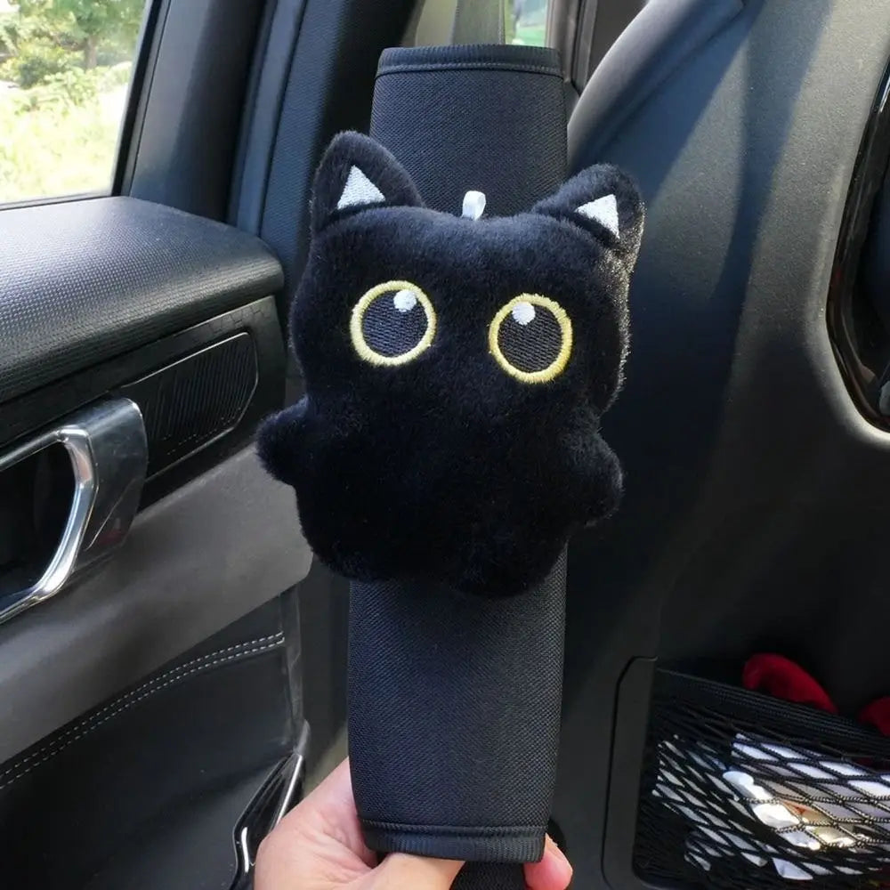 Black Cat Plush Seatbelt Shoulder Pad | Car Interior Accessory Seatbelt Shoulder Pad Nixie