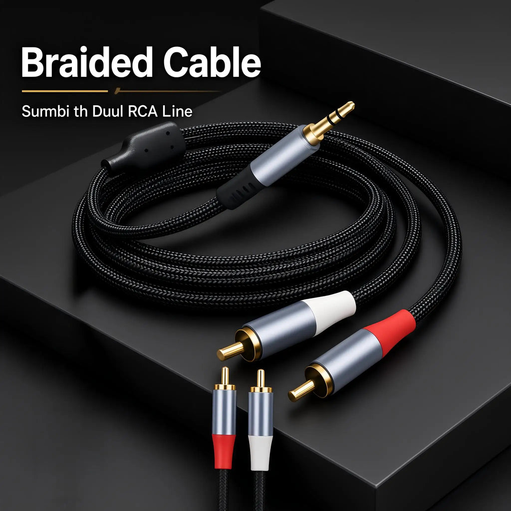3.5mm to 2-RCA Audio Splitter Cable | AUX to RCA Stereo Audio Splitter Cable Nixie