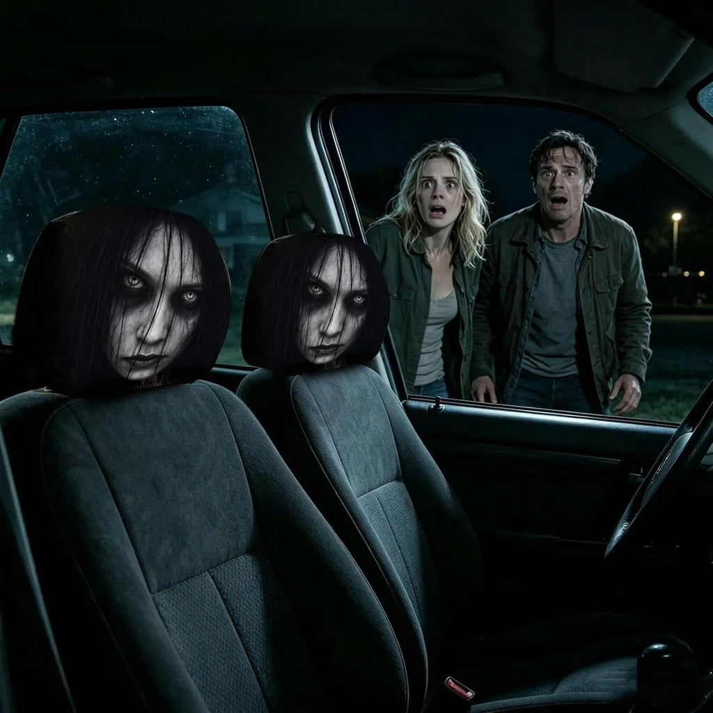 Ghost Face Car Headrest Covers | Halloween Seat Pillowcase 2-Pack Car Headrest Cover Nixie