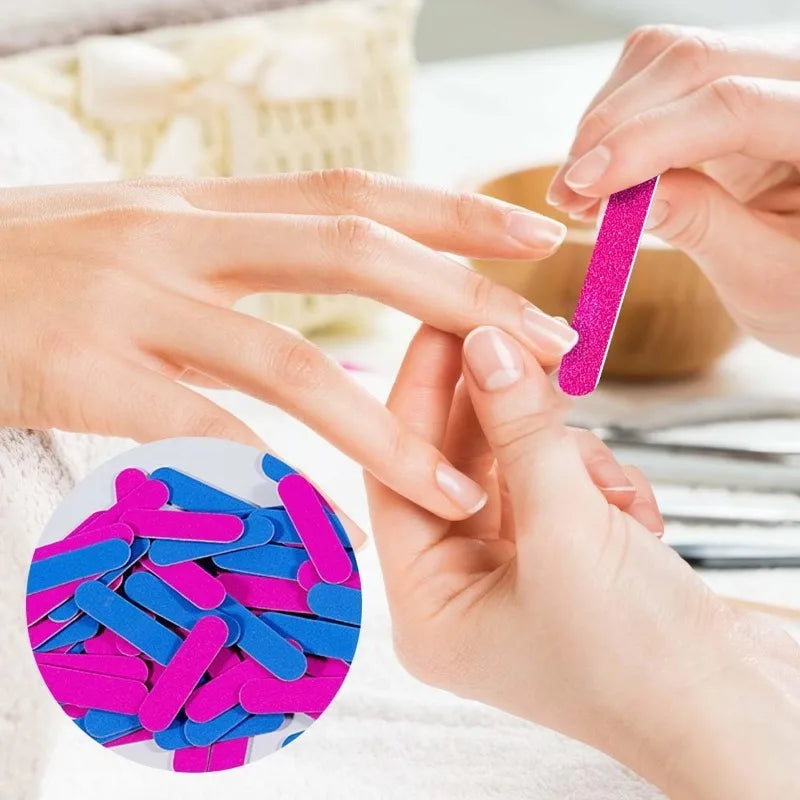 50PCS Double Sided Mini Nail Files & Cuticle Sticks Manicure Kit Nail File Set Nixie