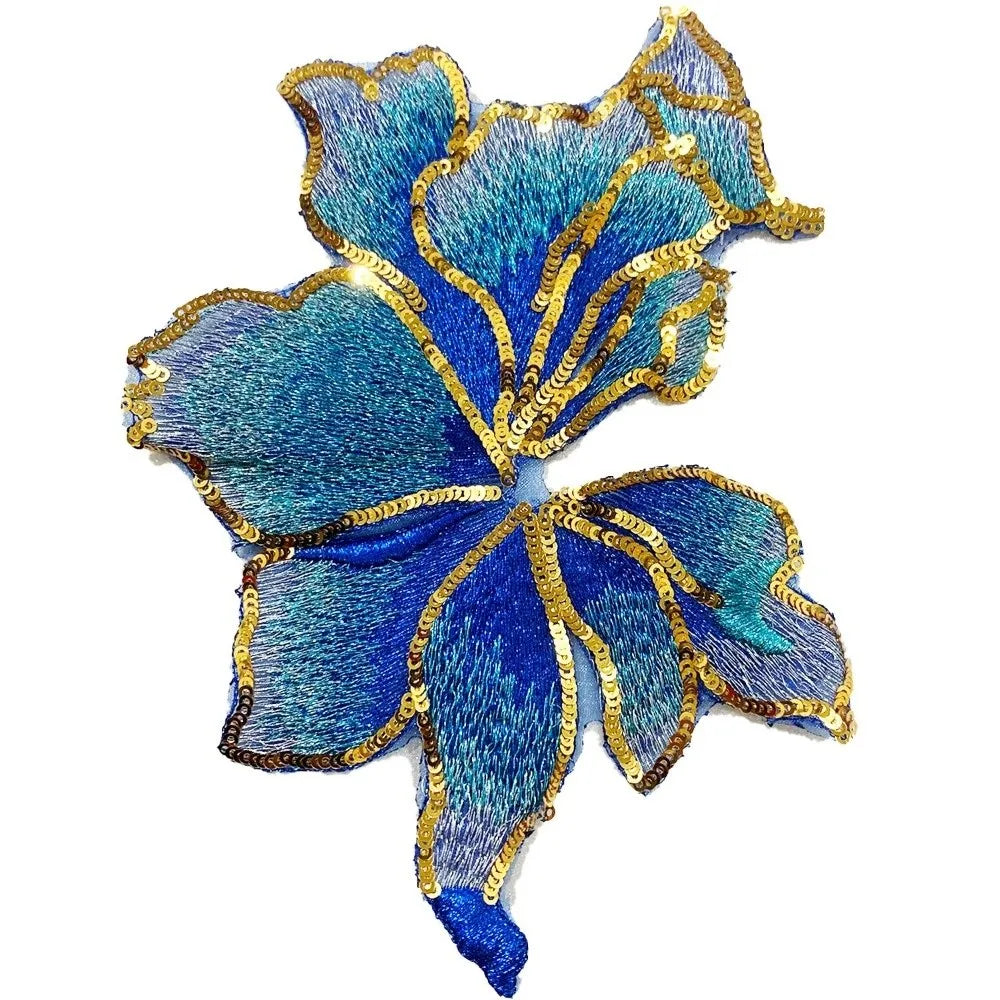 3D Sequin Flower Embroidery Applique Sew-On Lace Patch DIY Embroidery Applique Patch Nixie Dark Blue