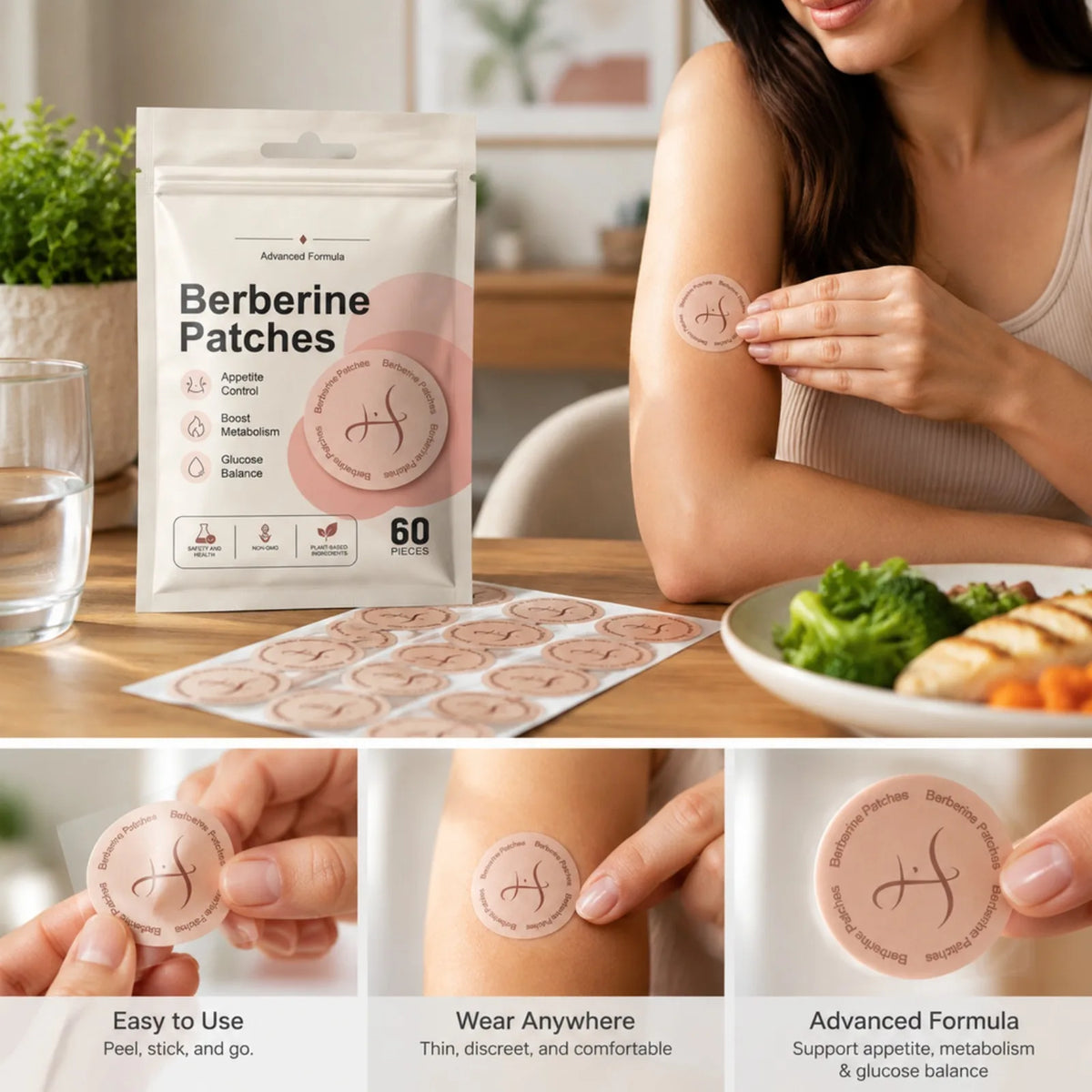 60Pcs Berberine Patches – Body Contour & Energy Support Wellness Body Patch Nixie