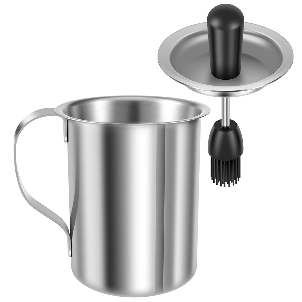 500ML Stainless Steel BBQ Sauce Basting Pot & Brush Set BBQ Basting Set Nixie