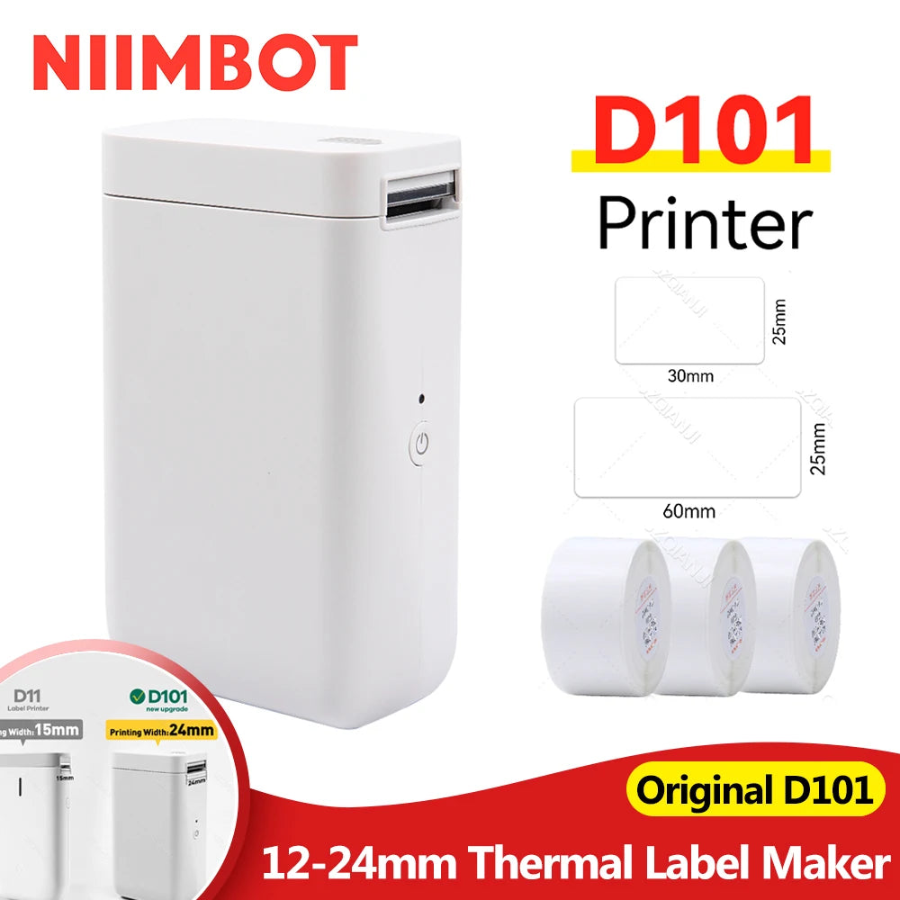 Niimbot D101 Bluetooth Thermal Label Maker 12-24mm | Office & Home Thermal Label Printer Nixie