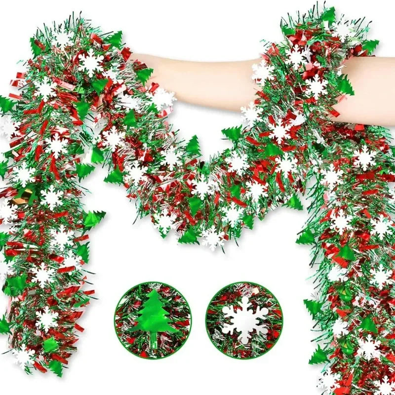 5M Christmas Metal Wire Garland with Snowflake Ornaments