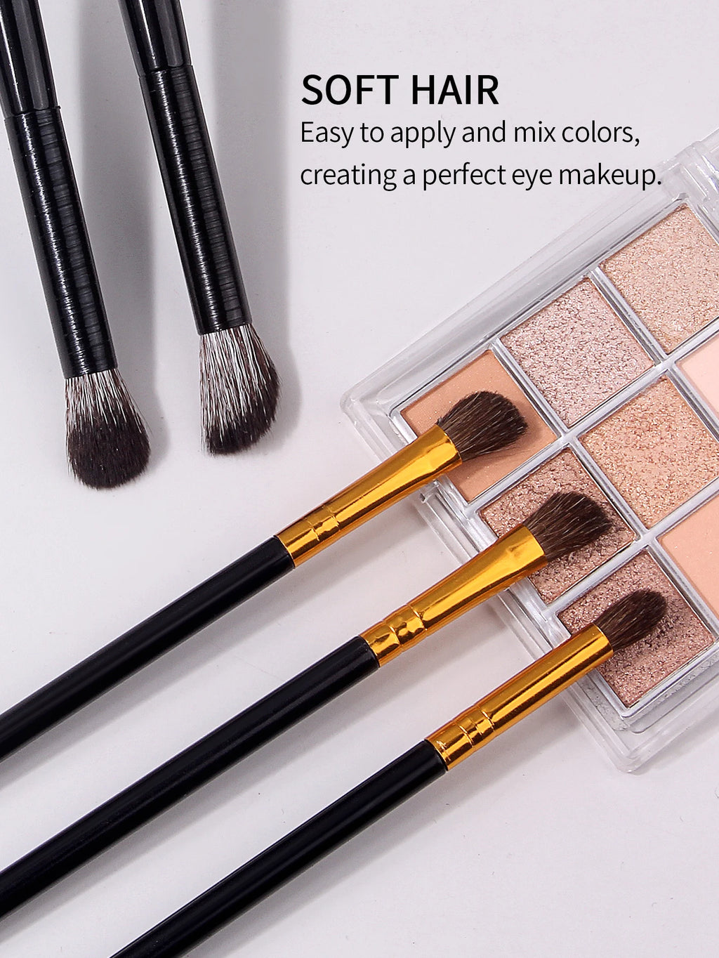 5-Piece Professional Eyeshadow Brush Set – Black Gold Handle Eyeshadow Brush Set Nixie