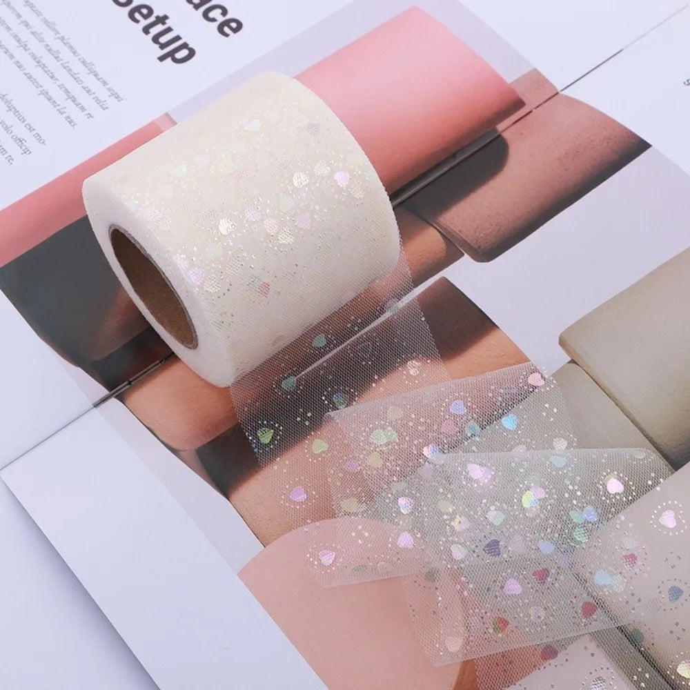25 Yards Heart-Shaped Tulle Organza Ribbon 6CM for DIY Crafts Craft Ribbon Roll Nixie