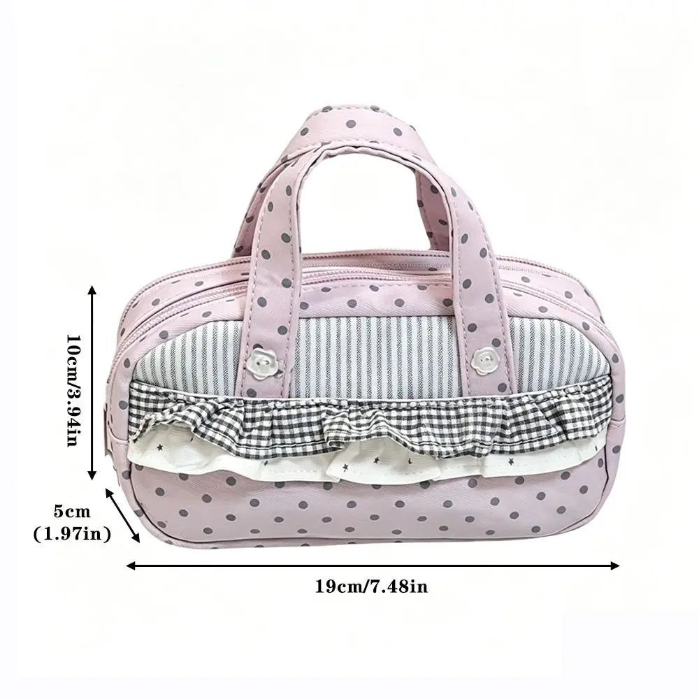 Pink Polka Dot Plaid Pencil Case – Large Capacity Itabag Pouch Pencil Case Nixie