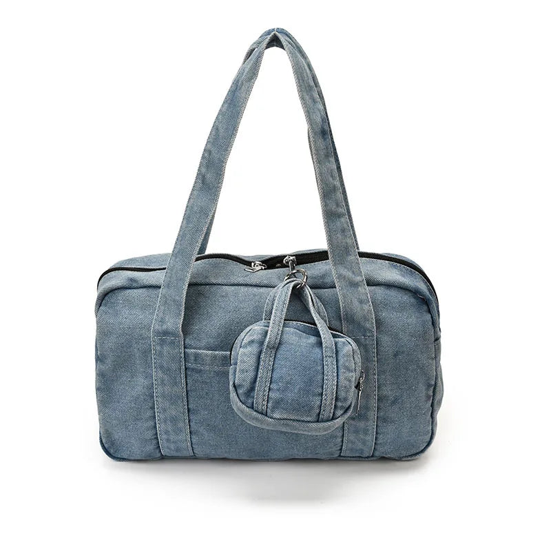 Women's Large Capacity Denim Shoulder Tote Bag | Casual Commuter Denim Shoulder Tote Nixie
