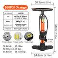 BUCKLOS 160PSI Bike Floor Pump – Schrader & Presta Valve Bicycle Floor Pump Nixie ORANGE