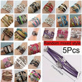 5Pcs Multilayer Leather Wrap Bracelets – Heart, Pearl & Charm Leather Wrap Bracelet Nixie 16cm 5Pcs Random mixed st
