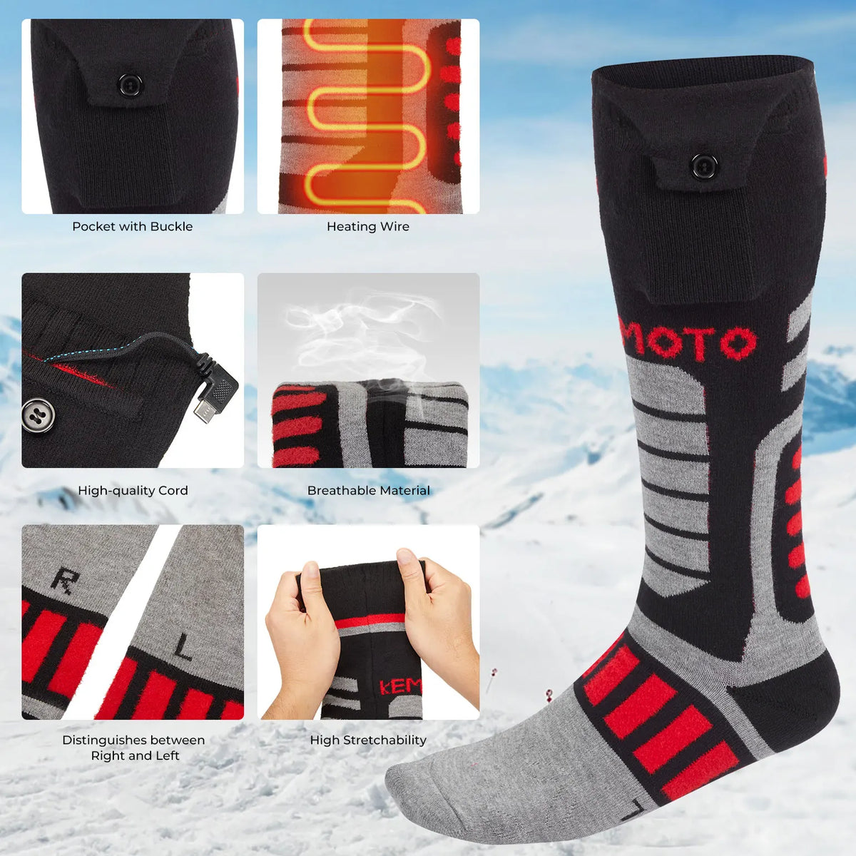 KEMIMOTO Heated Socks Unisex Thickened Winter Outdoor Warm Heated Socks Nixie