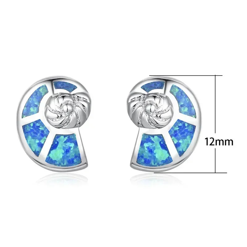 Snail-Shaped Simulated Opal Drop Earrings | Crystal Accents Drop Earrings Nixie