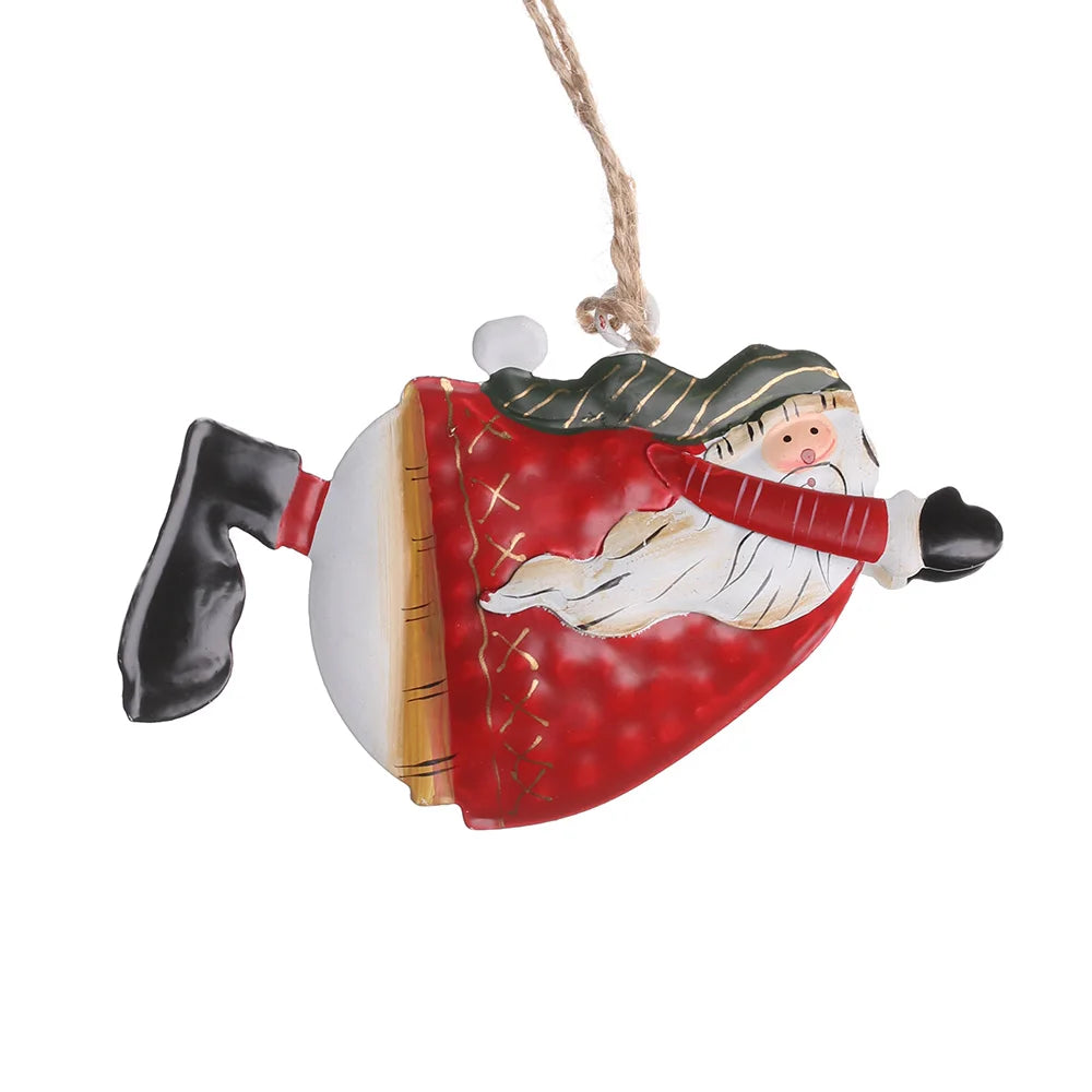 Retro Metal Christmas Ornaments – Angel, Santa & Snowman Pendants