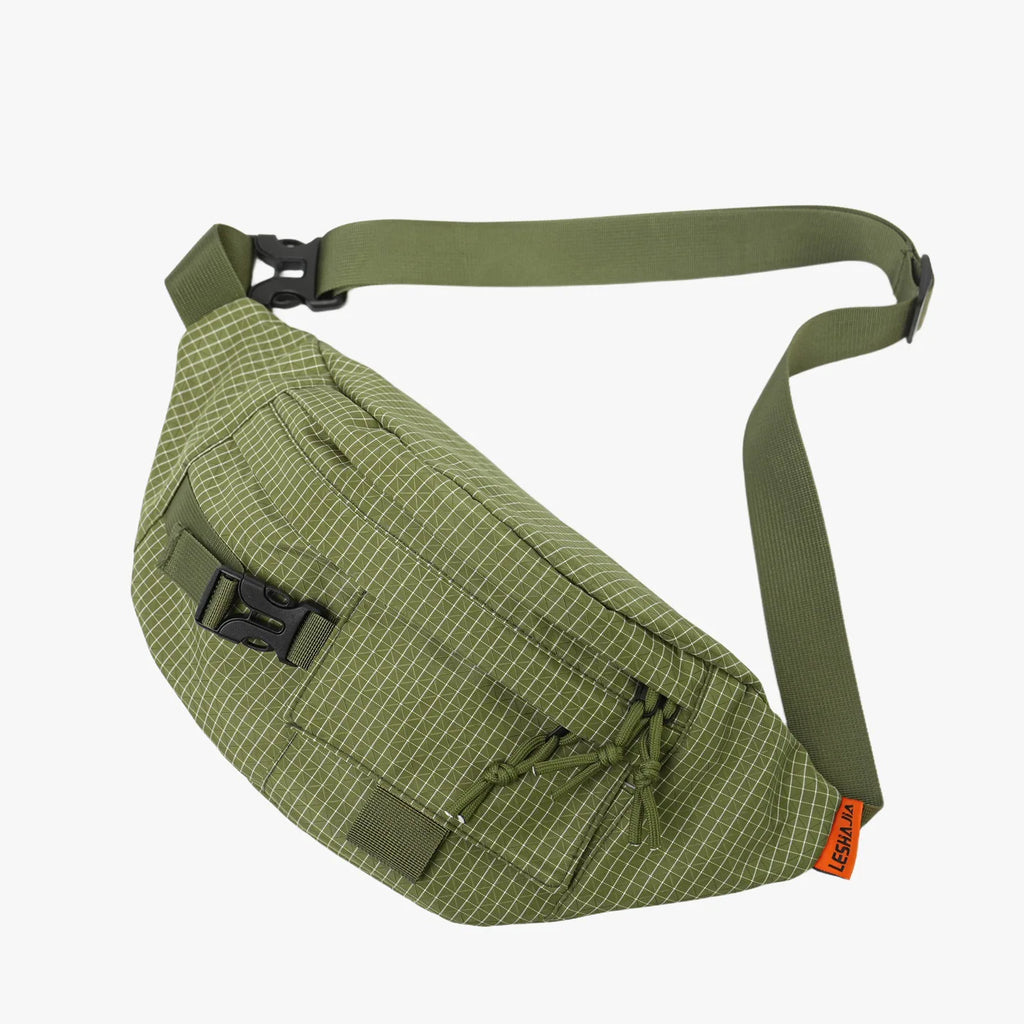 Nixie Plaid Chest Bag – Nylon Crossbody & Waist Bag Crossbody Chest Bag Nixie Army Green