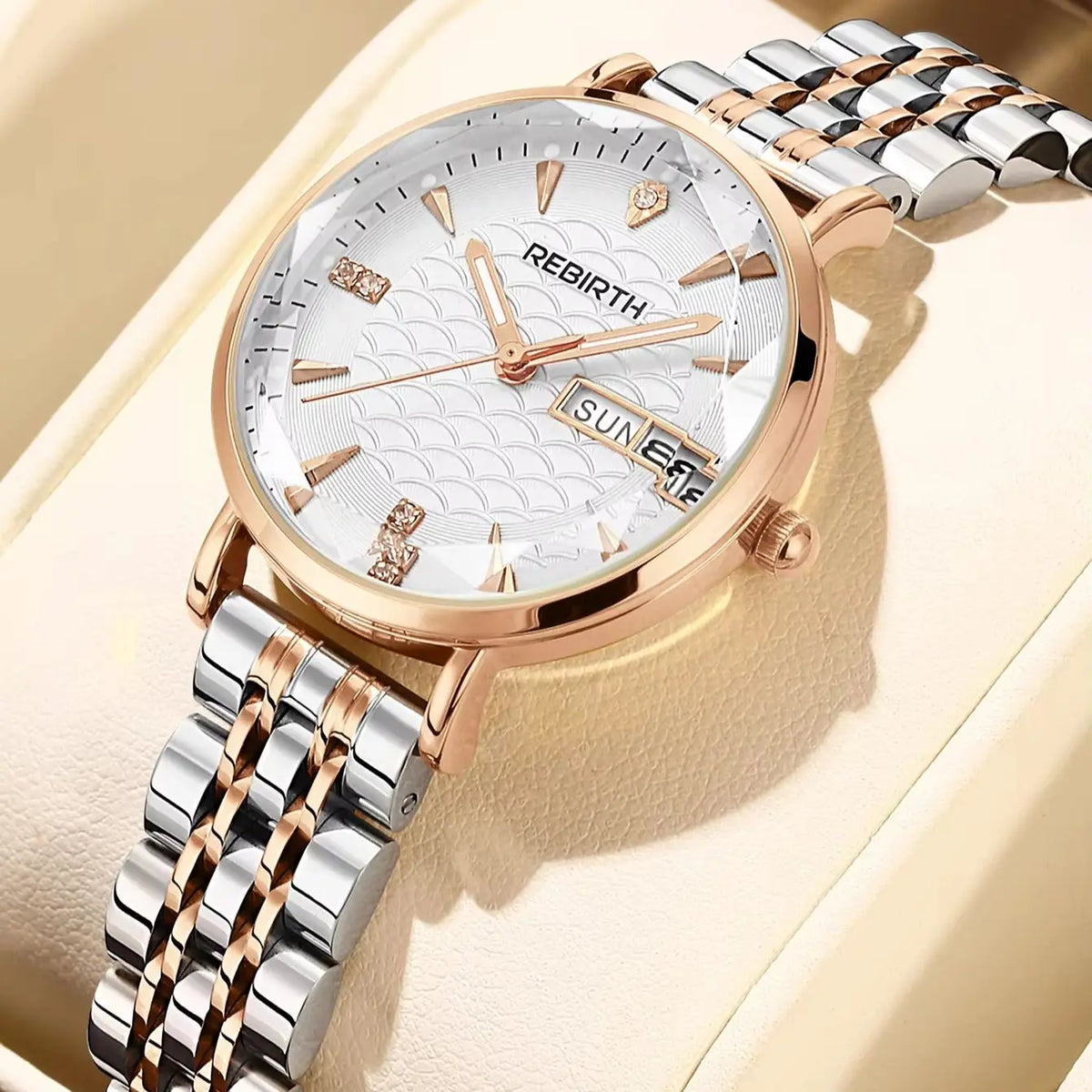 REBIRTH Classic Business Quartz Watch | Calendar & Steel Strap