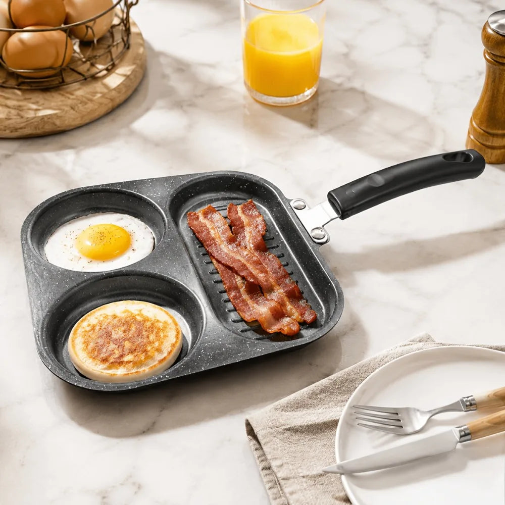 3-in-1 Non-Stick Divided Breakfast Skillet – Egg & Bacon Pan Divided Breakfast Skillet Nixie