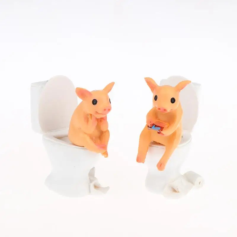 Funny Pig on Toilet Resin Figurine – Whimsical Home Decor Resin Figurine Nixie