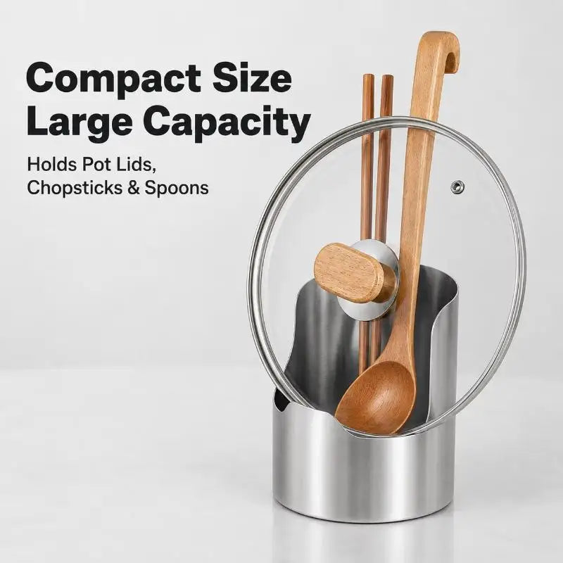 Stainless Steel 2-in-1 Pot Lid Holder & Spoon Rest Organizer Pot Lid & Utensil Holder Nixie