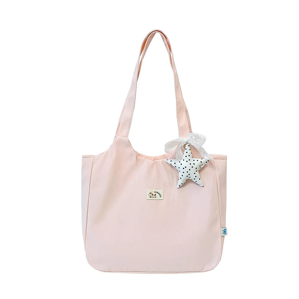 Nixie Cartoon Embroidered Tote Bag – Large Women's Shoulder Bag Women's Tote Bag Nixie Pink