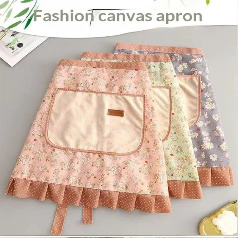Women's Linen Cotton Half-Body Waist Apron for Kitchen Kitchen Waist Apron Nixie