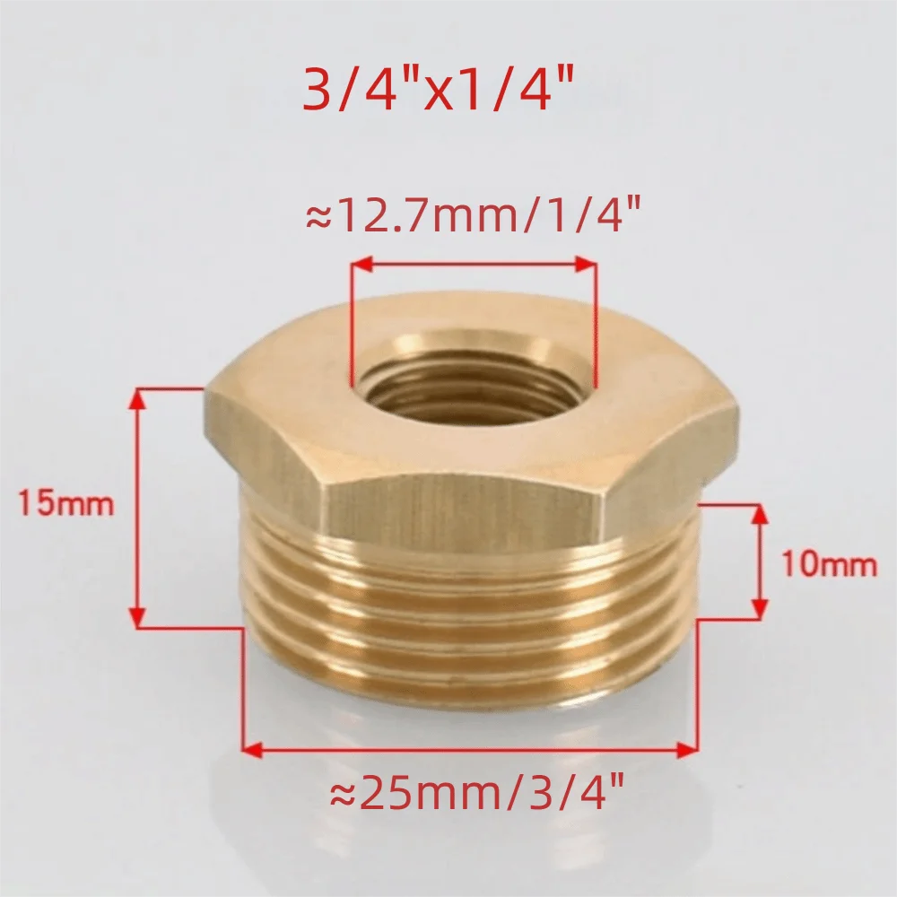 Brass Hex Bushing Reducing Coupler – 1/8 to 3/4 Pipe Fitting Brass Pipe Fitting Nixie 3-4-x1-4-