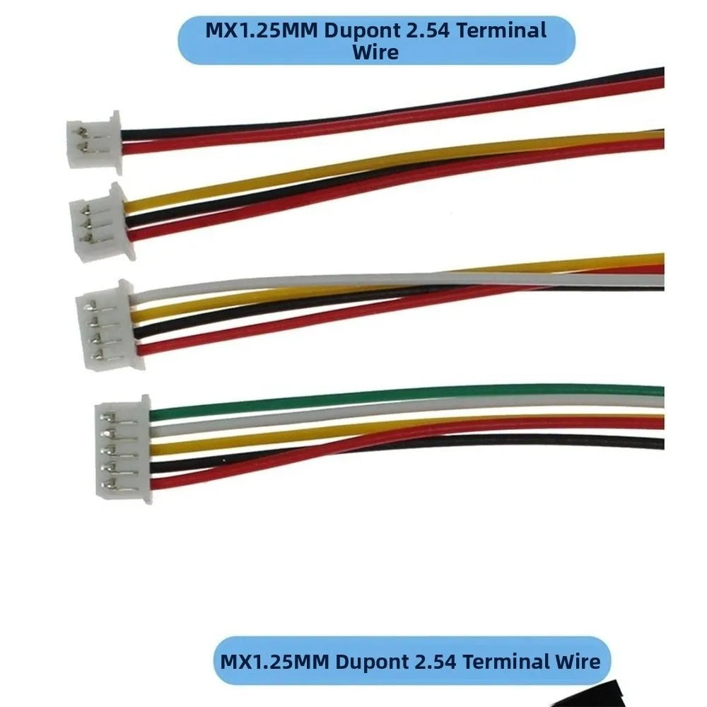 10Pcs MX1.25mm to Dupont 2.54mm JST Connector Cable 2P-6P Electronic Connector Cable Nixie