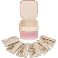 Portable PU Leather Travel Jewelry Box with 6/12 Velvet Pouches Travel Jewelry Box Nixie Pink-S