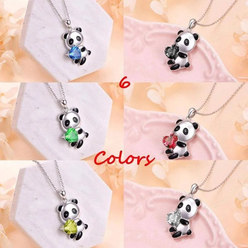 Panda Bear Zircon Pendant Necklace for Women – 9 Colors