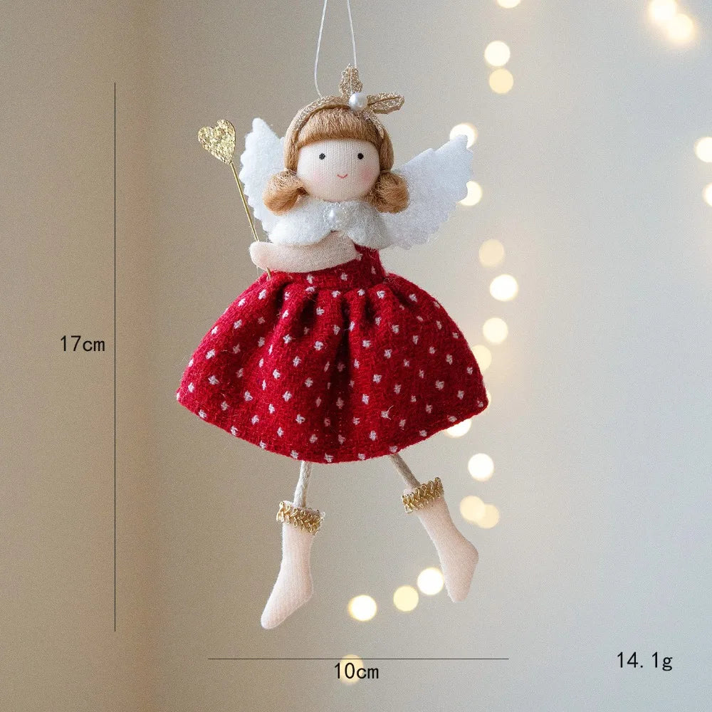Cloth Angel Girl Christmas Ornament Pendant – Red White Grey Christmas Ornament Nixie Red