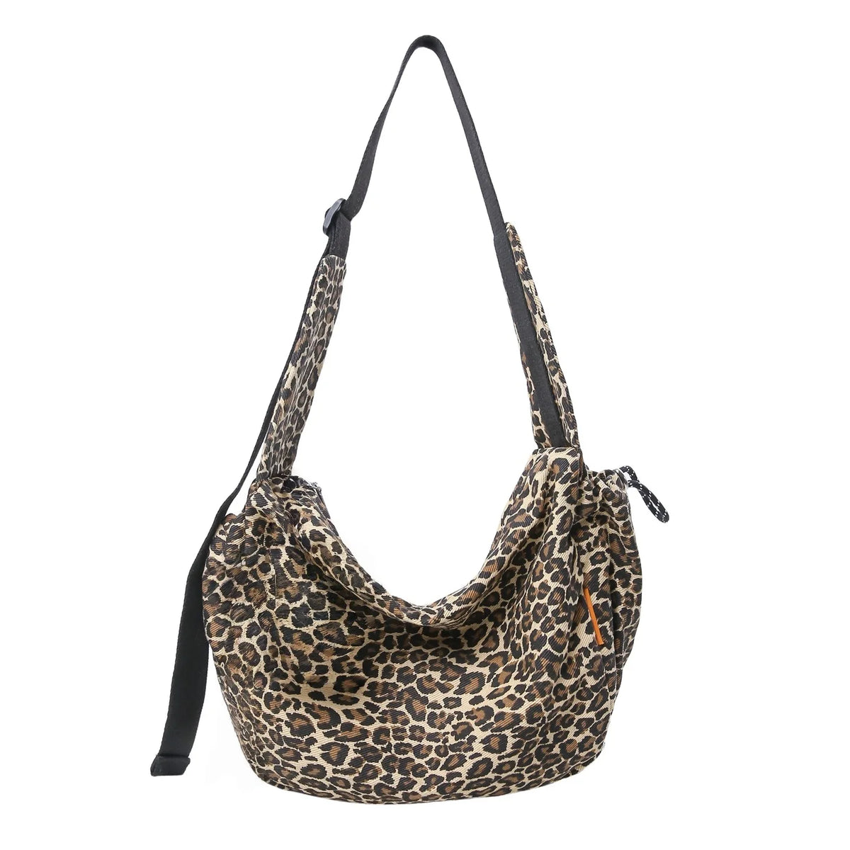 Leopard Print Canvas Shoulder Bag – Women's Casual Hobo