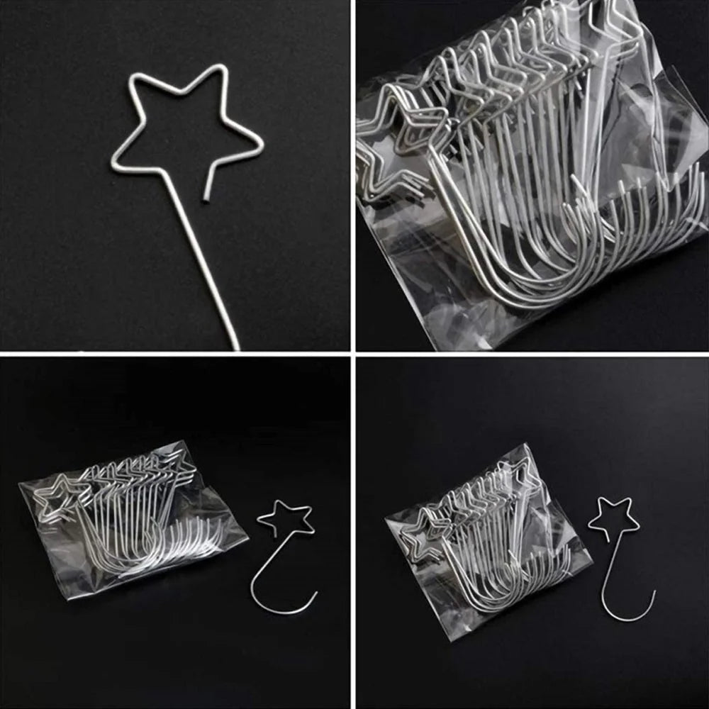 10Pcs Christmas Metal Star S-Hooks Tree Wreath Ornaments