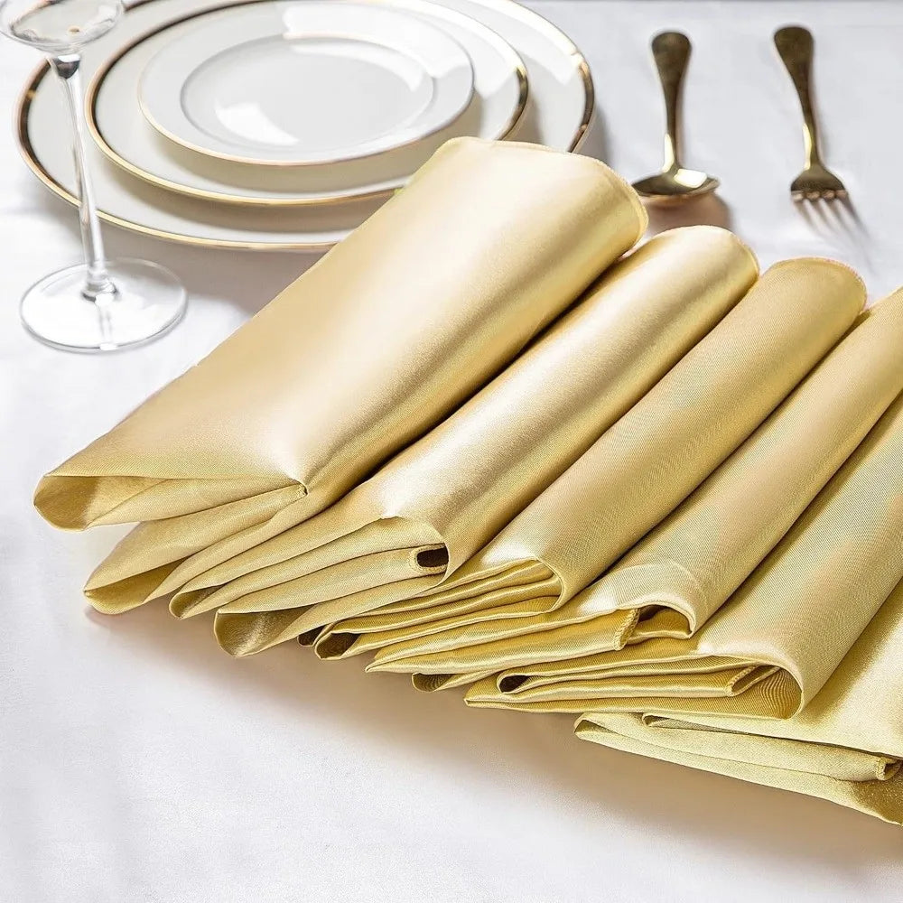 10pcs Silky Satin Dinner Napkins 30x30cm | Party Table Decor Satin Cloth Napkins Nixie