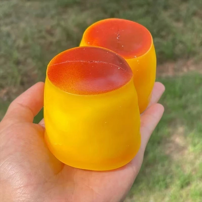 Caramel Pudding Squishy Toy – Food Shaped Squeeze Ball