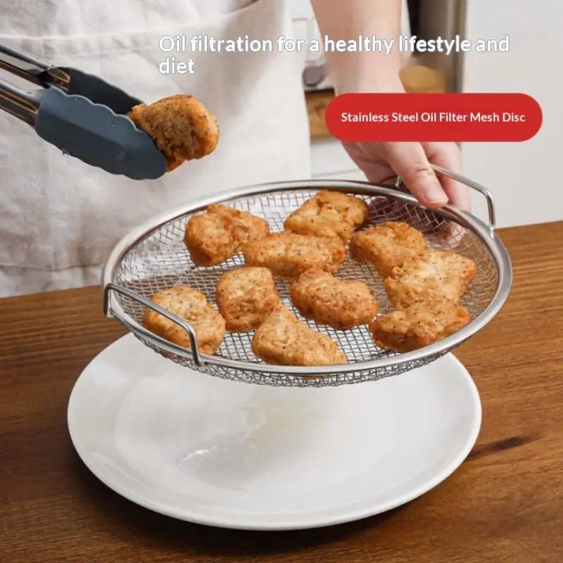 Stainless Steel Oil Filter Tray & Frying Mesh Basket Kitchen Strainer Basket Nixie