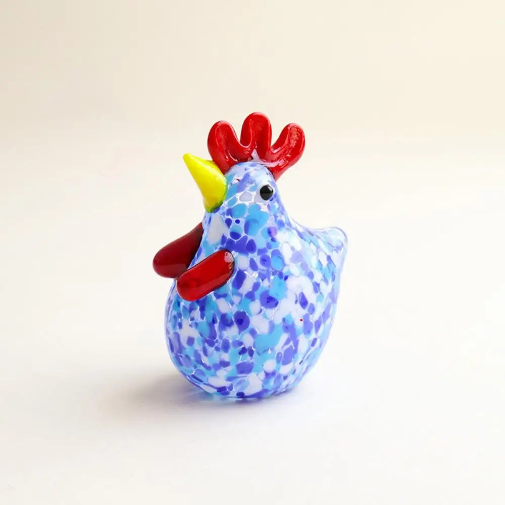 Hand Blown Glass Chicken Figurine – Colorful Miniature Decor