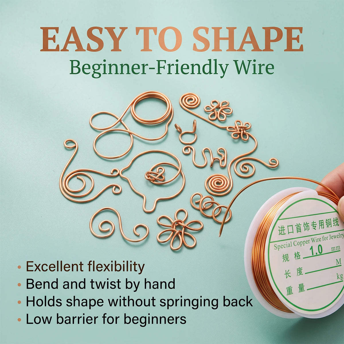 Copper Wire Kit for Jewelry Making – 7 Gauges, Anti-Tarnish Jewelry Craft Wire Nixie