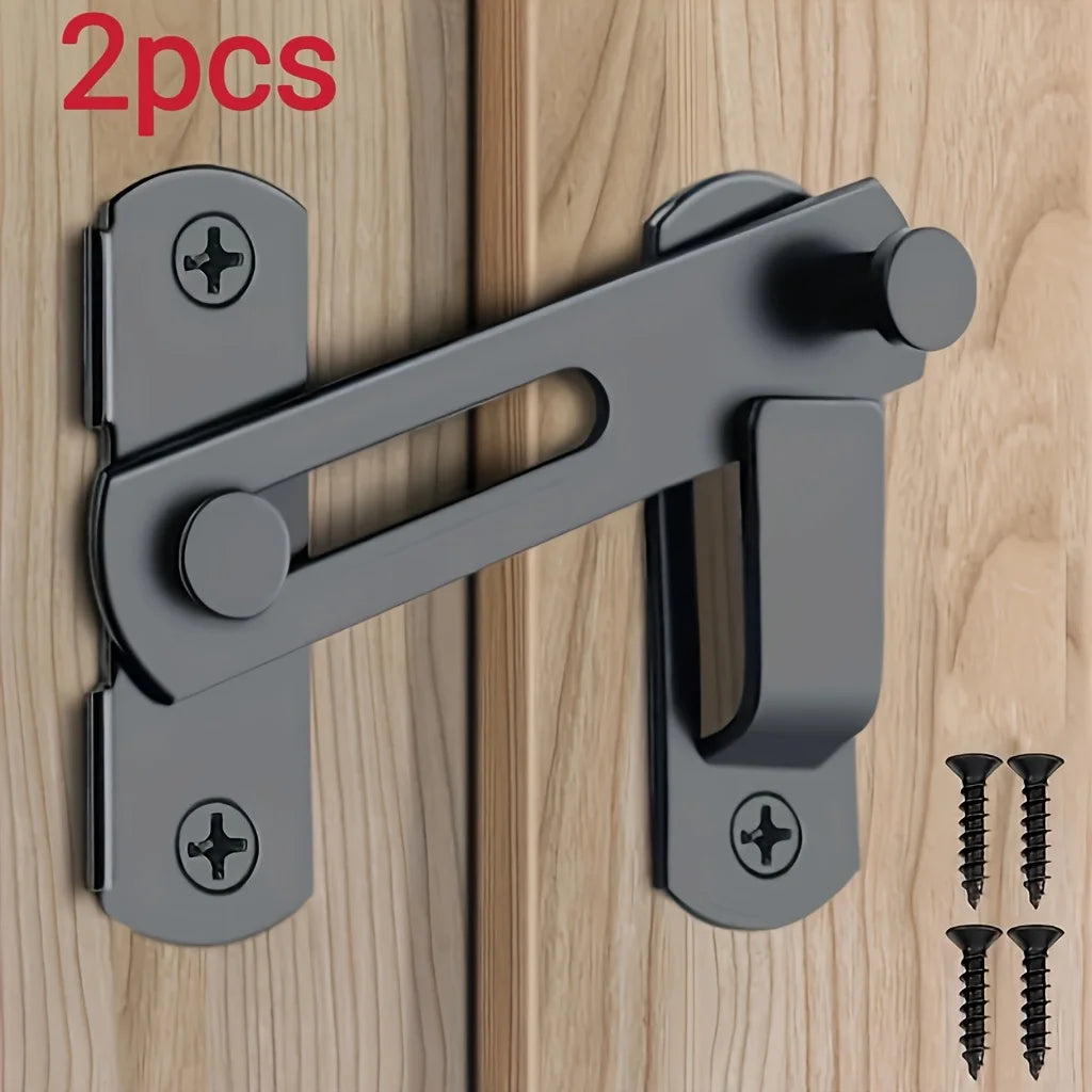 Stainless Steel Barn Lock 180° Flip Latch with 2 Keys – Garage & Bath Door Lock Latch Nixie