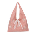 Women's Plaid Shoulder Bag with Embroidered Flowers | Large Shoulder Bag Nixie Red Flower