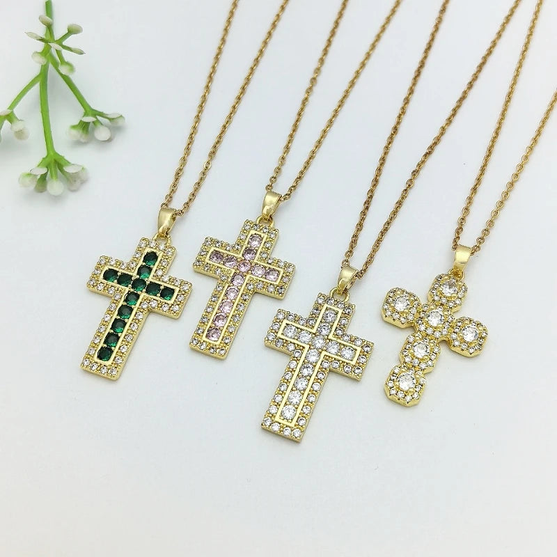 Women's Gold Cross Pendant Necklace | Stainless Steel Chain Cross Pendant Necklace Nixie