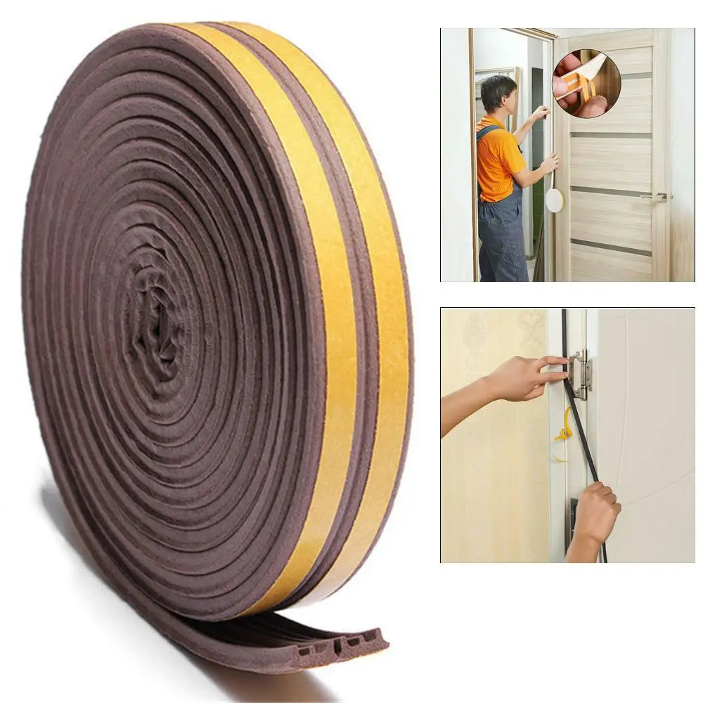 EPDM Foam Door & Window Seal Strip 5/10M – Draught Excluder Foam Weatherstrip Seal Nixie Black-5m