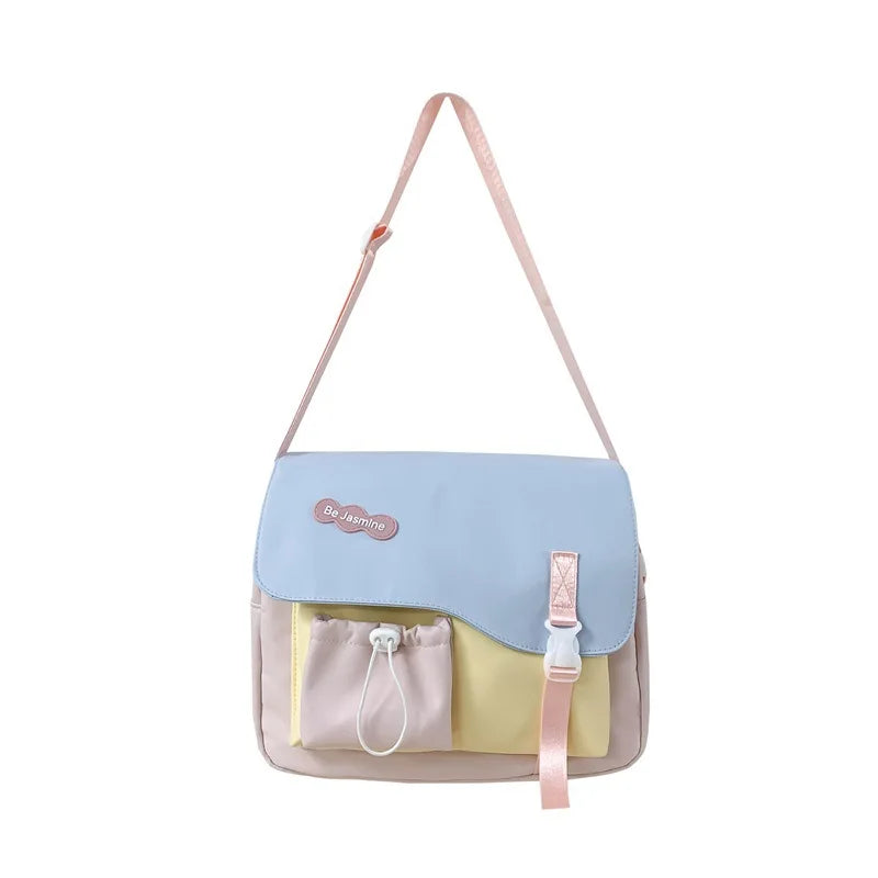 Japanese Style Nylon Sling Bag – Trendy Women's Crossbody Crossbody Sling Bag Nixie BB-1331Pink (No Char