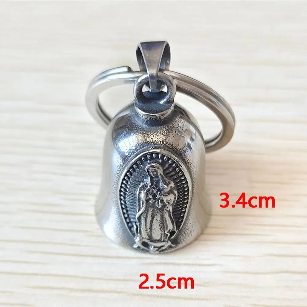 Virgin Mary Motorcycle Guardian Bell – Biker Good Luck Charm Biker Bell Charm Nixie