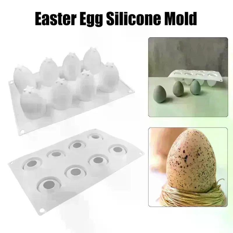 3D Easter Egg Silicone Mold 8 Grid – Baking & Craft Tool Silicone Baking Mold Nixie