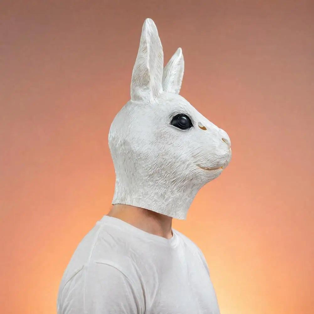 Realistic Bunny Latex Hood Mask – Breathable Halloween Costume