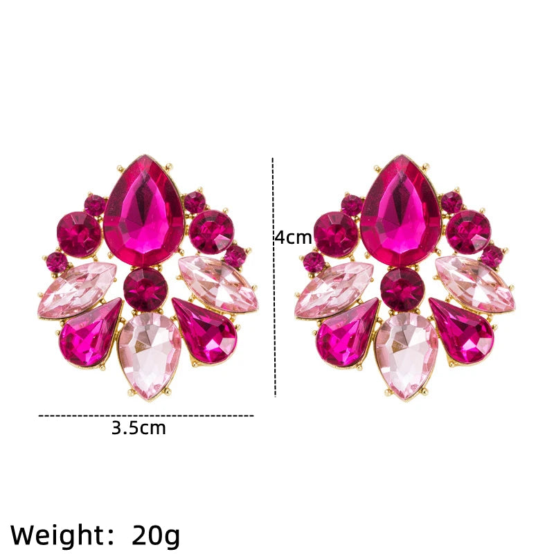 Geometric Gold-Plated Glass Rhinestone Stud Earrings Fashion Stud Earrings Nixie