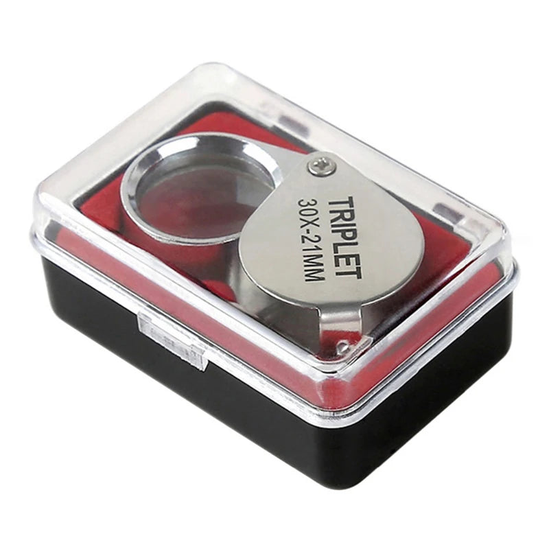 10x 20x 30x Folding Jewelry Loupe Magnifier – Metal Frame Glass Lens Jewelry Loupe Magnifier Nixie