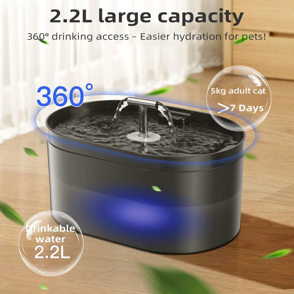 2.2L Smart Pet Water Fountain with Filter & LED Light Pet Water Fountain Nixie